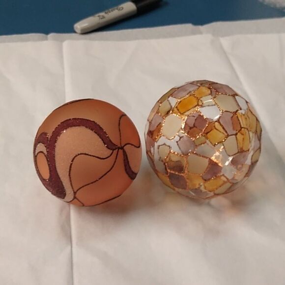 Glass Christmas Ornaments Hand Painted Gold Brown and Bronze colors - Picture 1 of 7